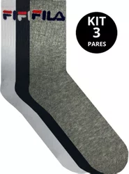 Meia Fila Cano Medio Kit/3 Pares 39-43 Masculino - Branco/Mescla/Preto