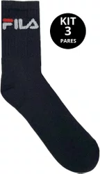 Meia Fila Cano Medio Kit/3 Pares 39-43 Masculino - Preto