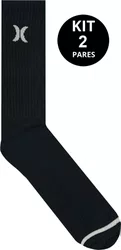 Meia Hurley 2 Pares Cano Alto Canelado - Preto