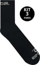 Meia Rip Curl Unissex Premium Socks Kit c/3 - Preto