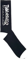 Meia Thrasher Mag Logo Algodão Cano Medio - Preto