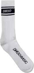 Meia Unissex Dhoobasic Dist 100% Macia e Transpirável - Branco/Azul
