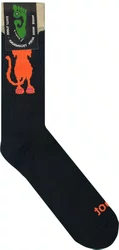 Meia Unissex Gnarly Biru-Biru Cano Longo Algodão Macio - Black/Orange