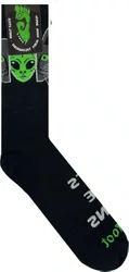 Meia Unissex Gnarly Cats Aliens Cano Longo Algodão - Preto