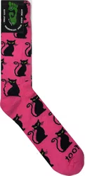Meia Unissex Gnarly Lili Cats Cano Longo Algodão Macio - Pink/Black