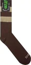 Meia Unissex Gnarly Listra Cano Longo Algodão - Marrom