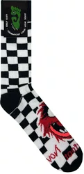 Meia Unissex Gnarly Noveline Check Cano Longo Algodão Macio - Black/White