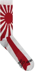Meia Unissex Gnarly Sun Cano Longo Algodão Macio - Branco vermelho