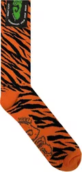 Meia Unissex Gnarly Tigre Cano Longo Algodão - Laranja