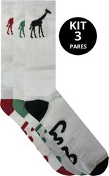 Meia Unissex LRG Lifted Group Kit C/3 Cano Medio - Branco/Multi Color