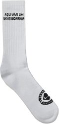 Meia Unissex Session Aqui Vive um SkateBoard C/Alto - Branco