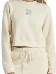 Moletom Feminino Hurley Cropped Flower Careca - Off White