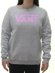 Moletom Feminino Vans Classic V Crew Manga Longa Careca Estampado - Cinza Mesclado