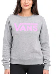 Moletom Feminino Vans Classic V Crew Manga Longa Careca Estampado - Cinza Mesclado