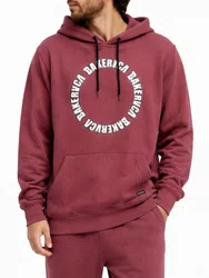 Moletom Masculino RVCA X Baker Manga Longa Estampado com Capuz - Vermelho