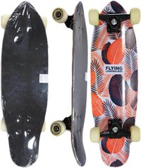 Skate Montado Flying Mini Cruiser Flowers - Branco/Laranja