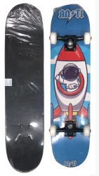 Skate Pré Montado Iniciante Anti Action Foguete - Azul