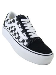 Tenis Feminino Vans Old Skool Platform - (Checkerboard) Black/t]True White 