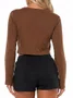 Blusinha Feminina Roxy Manga Longa Casual - Marrom