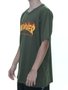 Camiseta Masculina Thrasher Flame Logo Manga Curta Estampada - Verde Militar