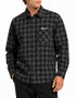 Camisa De Botão Masculina Plano C Flanela Manga Longa - Preto/Cinza