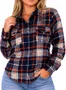 Camisa Flanela Feminina DcShoes Star basic - Preto/Laranja/Cinza