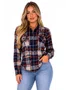Camisa Flanela Feminina DcShoes Star basic - Preto/Laranja/Cinza
