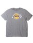 Camiseta Big Masculina New Era Logo Lakers Manga Curta Estampada - Cinza/Mescla