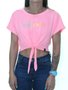 Camiseta Feminina Cropped Santta Mare Baisc Manga Curta - Rosa Neon