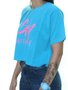 Camiseta Feminina Cropped Santta Maré Neon Manga Curta - Azul Royal