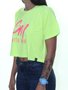 Camiseta Feminina Cropped Santta Maré Neon Manga Curta - Verde Neon