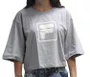 Camiseta Feminina Fila Cropped Union Classics Manga Curta Estampada - Cinza