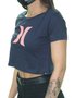 Camiseta Feminina Hurley Icon Manga Curta Estampada - Marinho Escuro