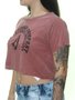 Camiseta Feminina Volcom Ringer Manga Curta Estampada - Bordo Mesclado