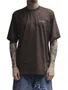 Camiseta Masculina Chocolate Triple Stack Manga Curta Estampada - Marrom