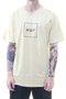 Camiseta Masculina HUF Box Logo Manga Curta Estampada - Areia
