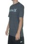 Camiseta Masculina Hurley Silk O&O Solid Manga Curta Estampada - Mescla/Preto