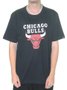 Camiseta Masculina New Era Chigago Bulls Manga Curta Estampada - Preto