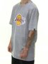 Camiseta Masculina New Era NBA Basic Logo Loslak Manga Curta Estampada - Cinza/Mescla