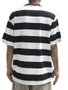 Camiseta Masculina Plano C Stripe Letter Manga Curta Estampada - Branco/Preto