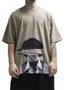 Camiseta Masculina Respect Jackson Frase DTF Oversized Manga Curta Estampada - Bege