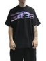 Camiseta Masculina Respect Logo Mancha Azul DFT Oversized Manga Curta Estampada - Preto