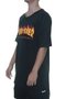 Camiseta Masculina Thrasher Flame Big Manga Curta Estampada - Preto