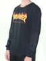 Camiseta Masculina Thrasher Flame Logo Manga Longa Estampada - Preto