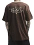 Camiseta Masculina Wats Over Script Manga Curta Estampada - Marrom