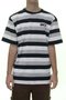 Camiseta Masculina Wats Striped Manga Curta Estampada - Preto/Branco