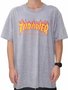 Camiseta Masculina Thrasher Flame Logo Manga Curta Estampada - Cinza/Mescla
