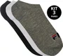 Meia Fila Cano Invisível Kit/3 Pares Mistas 39-43 Masculino - Preto/Mescla/Branco