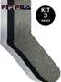 Meia Fila Cano Medio Kit/3 Pares 39-43 Masculino - Branco/Mescla/Preto