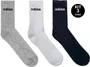 Meia Unissex Adidas Linear Crew Kit/3 Pares Cano Medio - Mescla/Branco/Preto